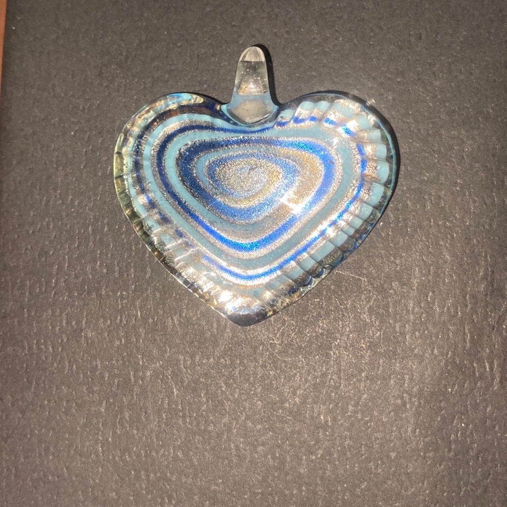Glass double sided heart pendant